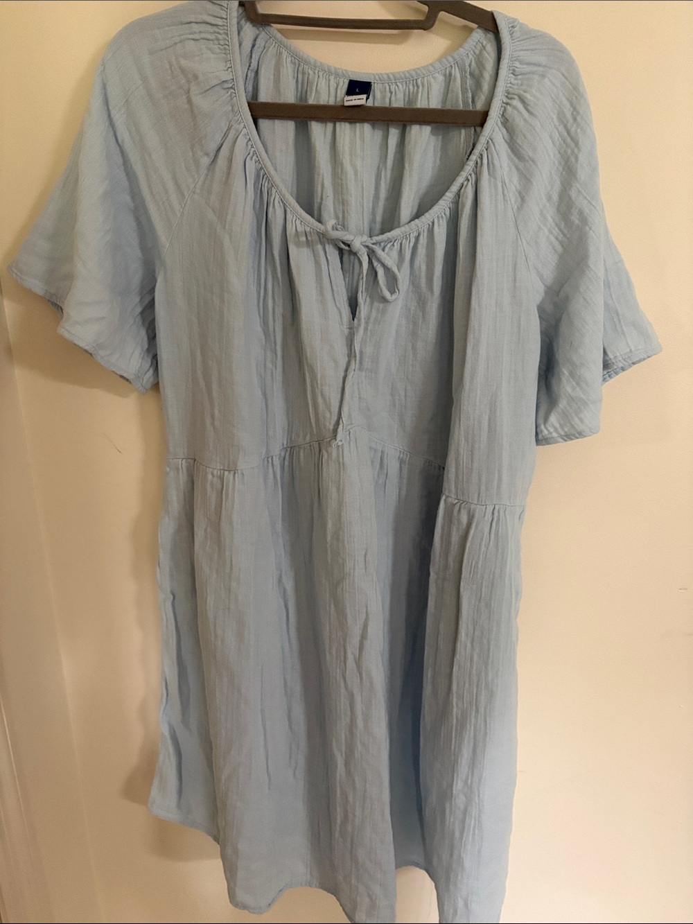 Old Navy Light Blue Tie-Front Peasant Tunic